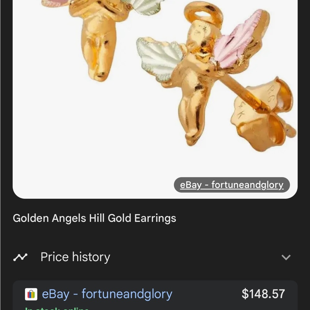 Gold and Pink Angel Earrings - Picture 3 of 5